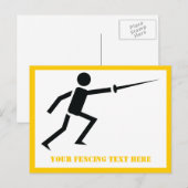 Carte Postale Escrimeur silhouette noire avec épée personnalisée (Devant / Derrière)