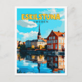 Carte Postale Eskilstuna Suède illustration de voyage vintage (Devant)