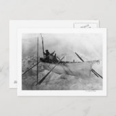 Carte Postale Eskimo en bateau fait avec des peaux appelé Omiak (Devant / Derrière)