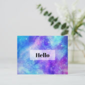 Carte Postale Espace de galaxie violet et bleu Abstrait (Debout devant)