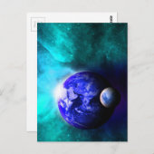 Carte Postale Espace Lune Bleue (Devant / Derrière)