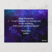 Carte Postale Espace Veux-tu être ma demoiselle d'honneur. Étoil (Dos)