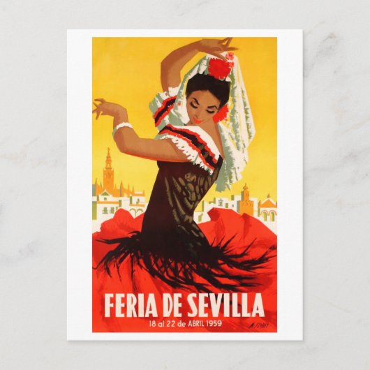 Carte Postale Espagne 1959 Séville April Fair Poster (Devant)