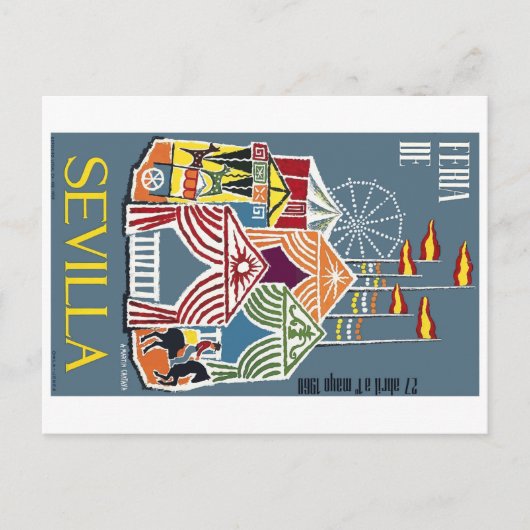 Carte Postale Espagne 1960 Séville Poster du Festival (Devant)