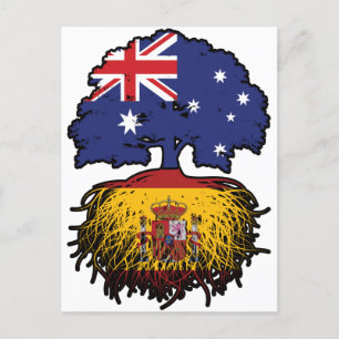 Carte Postale Espagne Australie Australie drapeau des racines de