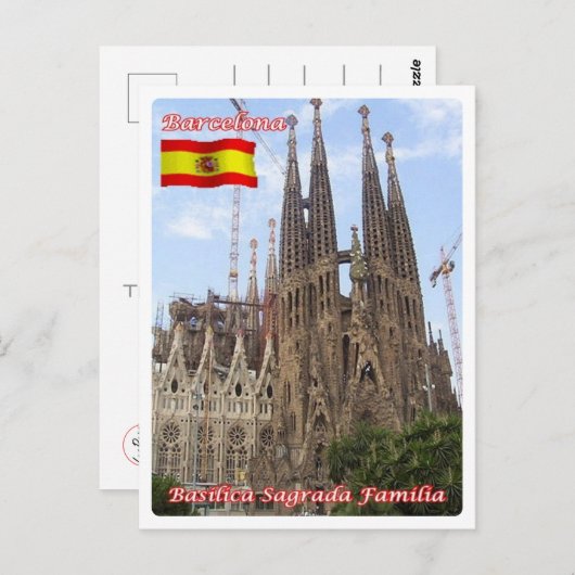 Carte Postale Espagne - Barcelone - Basilique Sagrada Familia - (Devant / Derrière)