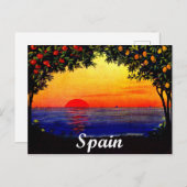 Carte Postale Espagne, coucher de soleil romantique d'été sur la (Devant / Derrière)