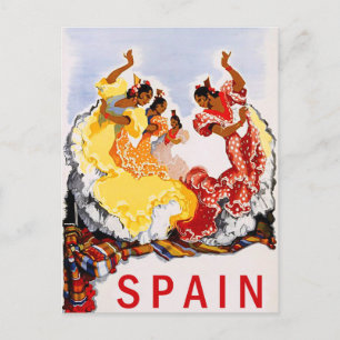 Carte Postale Espagne, danse traditionnelle, femme, voyage vinta