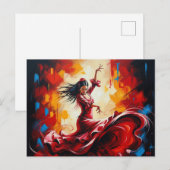Carte Postale Espagne Danseuse flamenco colorée (Devant / Derrière)