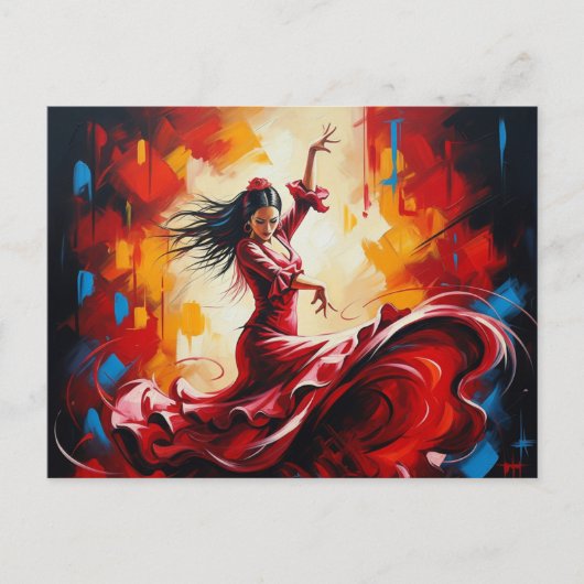 Carte Postale Espagne Danseuse flamenco colorée (Devant)