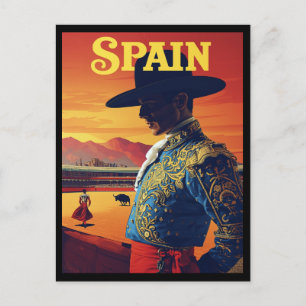 Carte Postale Espagne Dramatique Matador Art de Voyage Vintage