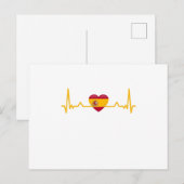 Carte Postale Espagne Drapeau Espagnol Heartbeat España Heart Do (Devant / Derrière)