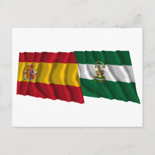 Carte Postale Espagne et Andalousie agitant des drapeaux