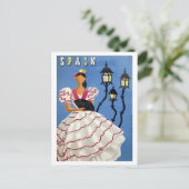 Carte Postale Espagne, illustration, fille en costume folkloriqu (Debout devant)
