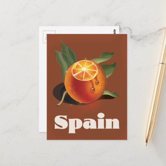 Carte Postale Espagne orange affiche voyage (Devant/Arrière en situation)