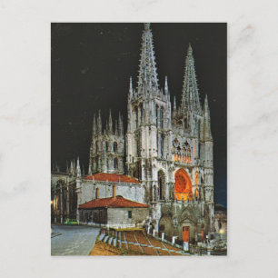 Carte Postale Espagne vintage, Burgos, Cathédrale, de nuit