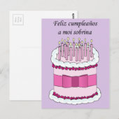 Carte Postale Espagnol Joyeux Anniversaire Niece Cartoon Gâteau (Devant / Derrière)