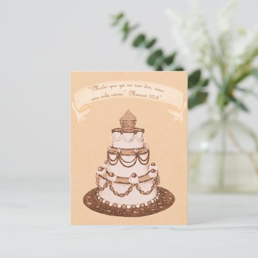 Carte Postale Espagnol Plus 2-1 Flesh~Écriture de gâteau Mariage (Debout devant)