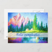 Carte postale espagnole Anniversaire Pink Mountain (Devant / Derrière)