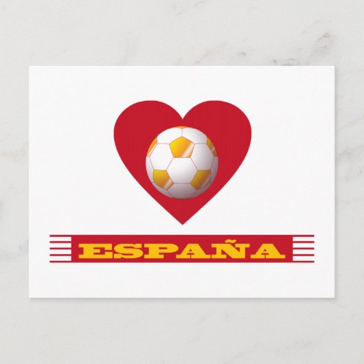 Carte Postale ESPAÑA Fútbol Corazón y Bufanda Brasil 2014 (Devant)