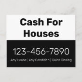 Carte Postale Espèces pour maisons Noir Blanc Numéro de téléphon (Devant)