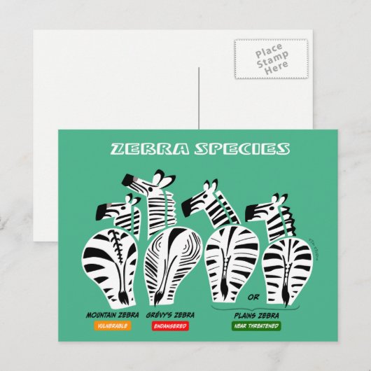 Carte postale Espèces Zebra (Devant / Derrière)