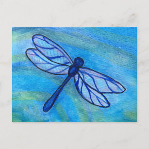 Carte Postale Espérance Blue Dragonfly Spirit Aquarelle