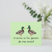 Carte Postale Espéranto : Anaso de fia ĝemelo de mia de La des (Debout devant)