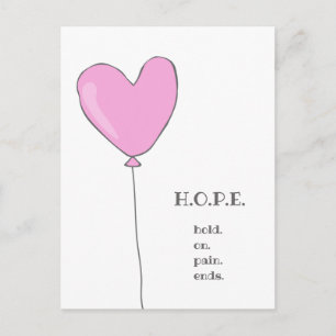 Carte Postale Espoir - Ballon rose avec une citation motivante d