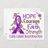 Carte Postale Espoir Courage Foi Force 3 Malformation Chiari (Devant / Derrière)