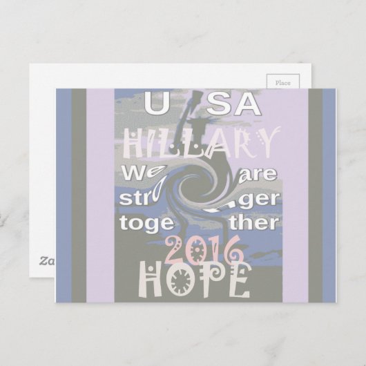 Carte Postale Espoir Hillary États-Unis Nous sommes plus forts e (Devant / Derrière)