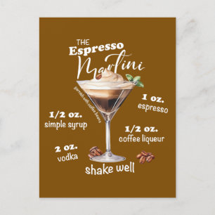 Carte Postale Espresso Martini Recette Cocktail Illustration