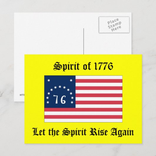 Carte Postale Esprit de 1776 (Devant / Derrière)
