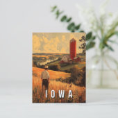 Carte Postale Esprit patriotique rétro de l'Iowa - Americana Hea (Debout devant)