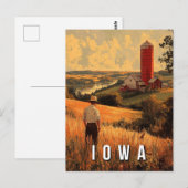 Carte Postale Esprit patriotique rétro de l'Iowa - Americana Hea (Devant / Derrière)