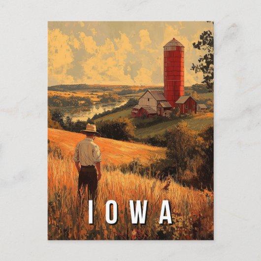 Carte Postale Esprit patriotique rétro de l'Iowa - Americana Hea (Devant)