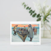 Carte Postale Esquimaux lancent un bateau de chasse à la baleine (Debout devant)