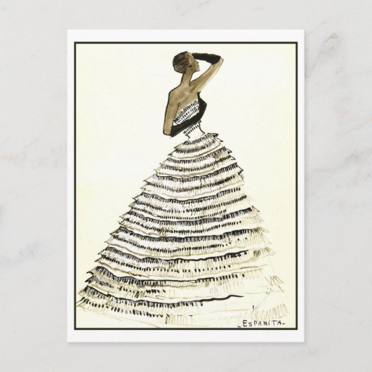 Carte Postale Esquisse de conception de mode du soir Gown (Devant)