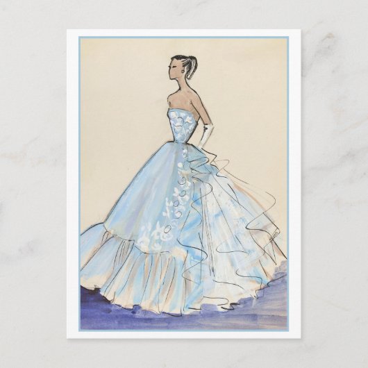 Carte Postale Esquisse de conception de mode du soir Gown (Devant)