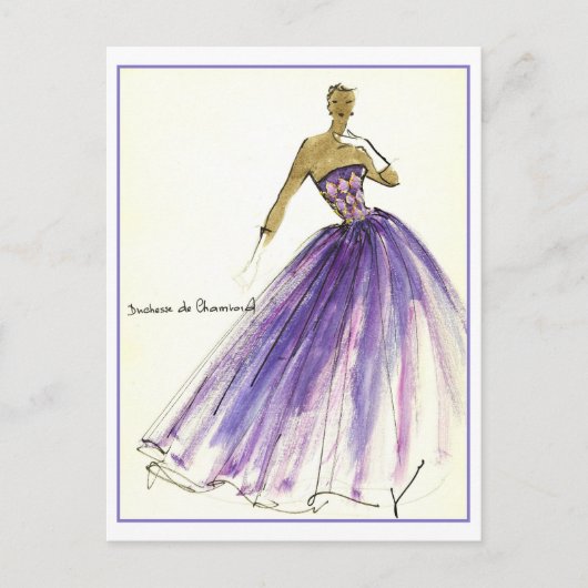 Carte Postale Esquisse de conception de mode du soir Gown (Devant)