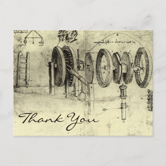 Carte Postale Esquisse technique des roues par Leonardo da Vinci (Devant)