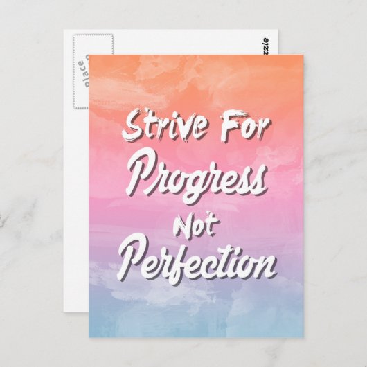 Carte Postale Essayer pour le progrès pas la perfection - Devis (Devant / Derrière)