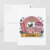 Carte Postale Essentials de professeur d'arc-en-ciel rose - Pers (Devant / Derrière)