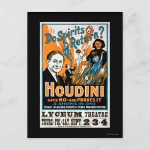 Carte Postale Est-ce que les esprits reviennent ? Houdini Dit NO