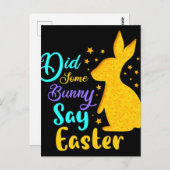 Carte Postale Est-Ce Qu'Un Lapin A Dit Pâques (Devant / Derrière)