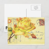 Carte postale estampillée rose jaune et rose (Devant / Derrière)