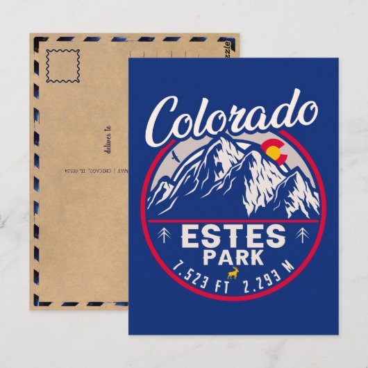 Carte Postale Estes Park Colorado Mountains Retro Sunset Ski (Devant / Derrière)