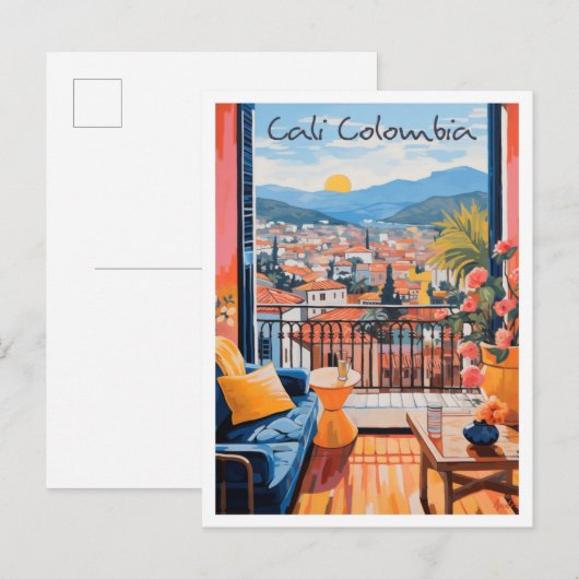 Carte Postale esthétique de voyage Cali Colombie (Devant / Derrière)