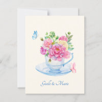 Esthétique minimaliste Fleurs tasse de thé mariage