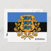 Carte postale Estonie Drapeau & Armoiries ! (Devant / Derrière)